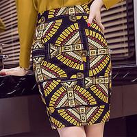 Women\'s OL Plus Size Elegent Bodycon Print Split Skirts Work Sexy Boho High Rise Above Knee Zipper Stretchy Spring Summer