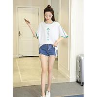 womens casualdaily cute summer t shirt letter round neck short sleeve  ...