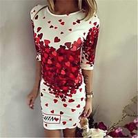 Women\'s Casual/Daily Simple Bodycon / Sheath Dress, Geometric Round Neck Above Knee ½ Length Sleeve Multi-color Polyester Summer
