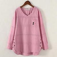 womens going out sexy regular pullover solid blue pink white round nec ...