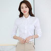 womens casualdaily work simple spring summer shirt solid stand long sl ...