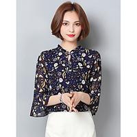 womens casualdaily simple blouse floral v neck sleeve polyester