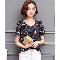 womens casualdaily simple blouse striped round neck short sleeve polye ...