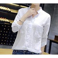 womens going out chinoiserie shirt solid stand long sleeve cotton