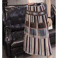 Women\'s Going out Midi Skirts Swing Color Block Summer