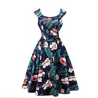 womens going out casualdaily vintage swing dress floral pleated round  ...