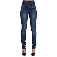 Women\'s Solid Blue / Black Jeans Pants, Simple / Street chic All Seasons