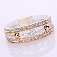 Women\'s Chain Bracelet Wrap Bracelet Friendship Fashion Multi Layer Bridal Elegant Leather Rhinestone Imitation Diamond AlloyCircle
