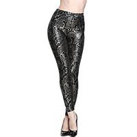 women solid color pu legging spandex pu medium