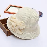 Women\'s Handmade Artificial Flower Mesh Floral Summer Or Spring Simple Sun Heart Print Bucket Hats Caps