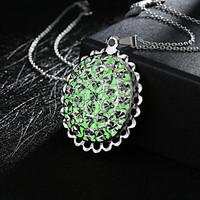Women\'s Pendant Necklaces Alloy Flower Carved Green Blue Light Blue Jewelry Wedding Party Daily Casual Sports 1pc