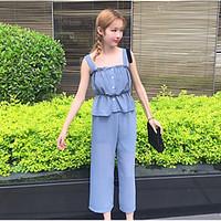 womens daily moderncomtemporary summer tank top pant suits solid strap ...