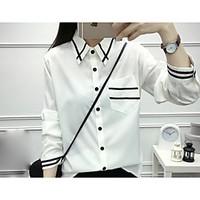 womens going out casualdaily holiday simple shirt solid shirt collar l ...
