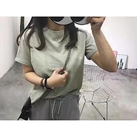 womens casualdaily cute t shirt solid round neck short sleeve cotton