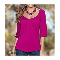 womens daily simple t shirt solid round neck long sleeve cotton