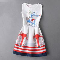 womens casualdaily beach holiday vintage a line dress print round neck ...