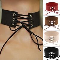 Women New Retro Personality Exaggerated Wide Velvet Ribbon Collar Choker Necklaces 1pc