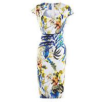 Women\'s Casual/Daily / Party / Club Vintage Bodycon Dress, Floral Square Neck Knee-length