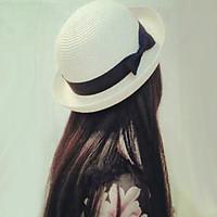 Women\'s Fashion Straw Hat Sun Hat Bucket Hat/Cap Cute Casual Solid Bowknot Beach Summer Beige/Brown/White/Fuchsia