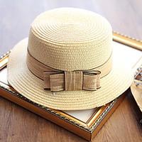 Women\'s Fashion Straw Hat Sun Hat Bucket Hat/Cap Cute Casual Solid Bowknot Beach Summer Beige/Khaki/Pink