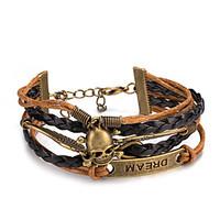 Women\'s Wrap Bracelet Leather Bracelet Bracelet Loom Bracelet Leather Alloy Punk Skull / Skeleton Wings / Feather Coffee Jewelry 1pc