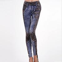 women solid color print denim leggingpolyesterhot salebrand fashionhig ...