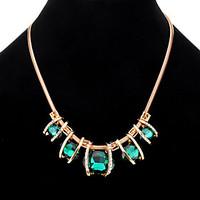 Women\'s Statement Necklaces Square Crystal Unique Design Geometric Dark Green Dark Blue Jewelry For Party Daily Casual 1pc