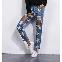 Women\'s High Rise Micro-elastic Jeans Pants, Slim Print