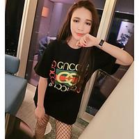 womens casualdaily simple spring t shirt print round neck short sleeve ...