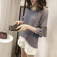 womens casualdaily simple t shirt solid round neck sleeve cotton