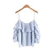 womens daily simple shirt striped strap sleeveless cotton blend