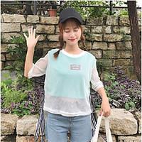 womens casualdaily simple t shirt solid letter round neck short sleeve ...