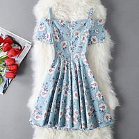 womens casualdaily beach holiday vintage sheath swing dress floral str ...