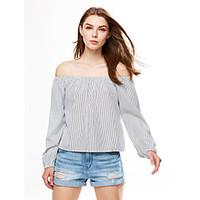 womens off the shoulderfine stripe going out casualdaily sexy fall win ...