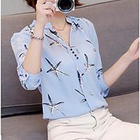 womens going out casualdaily cute blouse solid floral stand long sleev ...