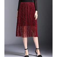 womens holiday midi skirts a line solid summer