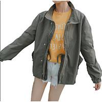 womens casualdaily simple summer jacket solid shirt collar long sleeve ...