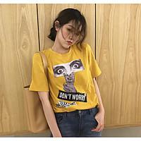 womens casualdaily simple t shirt print round neck short sleeve cotton