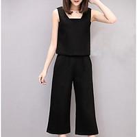 womens going out simple summer t shirt pant suits solid stand short sl ...