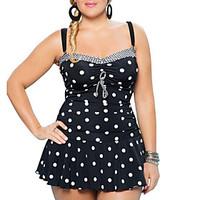 womens plus size polk dots halter 2 pieces swimdress tankinis 3xl