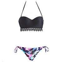 womens bandeau bandeau bikinis solid padded bras lacespandex black