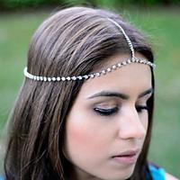 Women Fashion Simple Crystal Chain Hair Chain Hair Accessories Jewelry