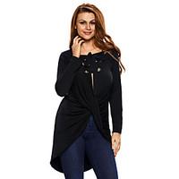 Women\'s Lace up Lace Up Long Sleeve Ruched Pullover Shirt