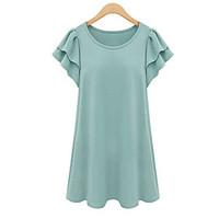 womens ruffle casual plus sizes micro elastic short sleeve above knee  ...