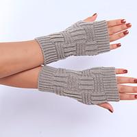 womens winter wool knitting solid color gloves