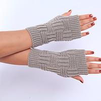 Women\'s Winter Wool Knitting Solid Color Gloves