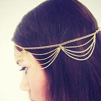 Women Alloy Head Chain Tassel Chain Headdress