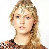 Women Crown Pearl Multilayer Tassel Chain Headband Hair Accessories