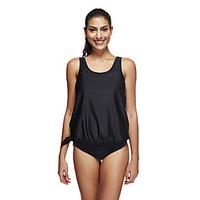 Women\'s Straped Tankini, Solid / Sport / Bandage Spandex Black