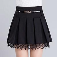 womens solid black skirts casual day simple above knee